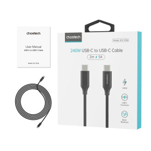 Кабель Choetech ХСС-1036 Black USB-C to USB-C PD3.1 240W 2m
