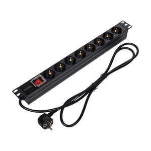 Блок розеток Trinix TRX-PDU/8M-16А Black для коммутационного шкафа 19" на 8 розеток, с выключателем