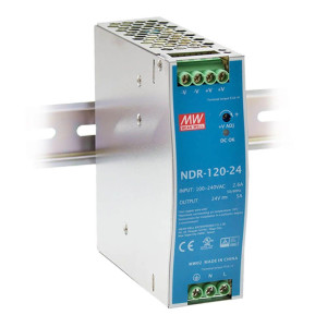 Блок питания NDR-120-24 Mean Well на DIN-рейке