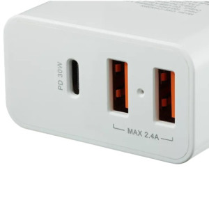 Мережевий зарядний пристрiй Canyon H-08 white (QC/PD 30W)