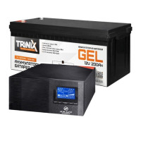 Комплект резервного живлення 800W 2400Wh: інвертор Kraft KRF-AVR1000VA/800W-12V + батарея Trinix TGL12V200Ah/20Hr GEL Комплект резервного живлення 800W 2400Wh: інвертор Kraft KRF-AVR1000VA/800W-12V + батарея Trinix TGL12V200Ah/20Hr GEL