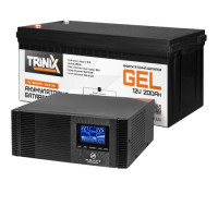 Комплект резервного живлення 1000W 2400Wh: інвертор KRF-AVR1200VA/1КW-12V (MPPT 30А) + батарея Trinix TGL12V200Ah/20Hr GEL