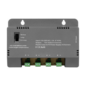 Блок живлення Kraft KRF-1204B (4CH) 60W, 4 канали навантаження, 12V/1A на 1 канал, з регулятором напруги