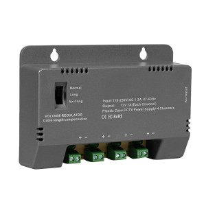 Блок живлення Kraft KRF-1204B (4CH) 60W, 4 канали навантаження, 12V/1A на 1 канал, з регулятором напруги
