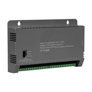 Блок живлення Kraft KRF-1216B (16CH) 200W, 16 каналів навантаження, 12V/1A на 1 канал, з регулятором напруги