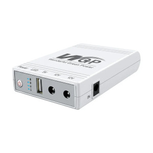 Комплект Mini UPS з блоком живлення: Mini UPS WGP UPS103A 10400mAh 5V/12V/12V та блок живлення Kraft KRF-1203PS 12V/3A