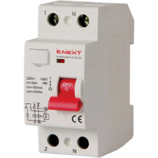 Вимикач диференційного струму Enext e.rccb.stand.2.25.30 2р, 25А, 30mA Вимикач диференційного струму Enext e.rccb.stand.2.25.30 2р, 25А, 30mA