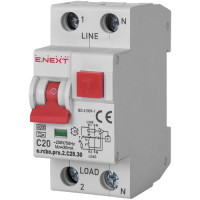 Выключатель дифференциального тока с защитой от сверхтоков Enext e.rcbo.pro.2.C20.30, 1P+N, 20А, С, тип А, 30 Выключатель дифференциального тока с защитой от сверхтоков Enext e.rcbo.pro.2.C20.30, 1P+N, 20А, С, тип А, 30
