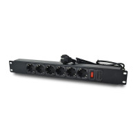 Сетевой фильтр SteelNet SN 1U на 6 розеток с выключателем, PDU 220В, 10А, 1,5м, Schuko, черный