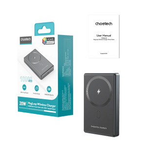 Повербанк Choetech B739 10000mAh QC3.0 PD3.0 беспроводная магнитная зарядка Black