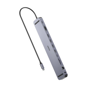 USB-C хаб Choetech M20 11-в-1 HDMI 4K@30Hz, VGA, 3 USB-A 3.0, USB-C 3.0, RJ45, USB-C PD, SD-card, TF-card, 3.5mm audio