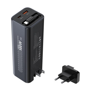 Повербанк Choetech B1012 20000mAh 100W з EU адаптером QC3.0 PD3.0, вбудований кабель Grey