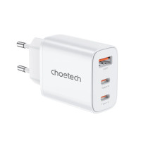 Мережевий зарядний пристрій Choetech PD3046 PD30W GAN USB-A+2xUSB-C White Мережевий зарядний пристрій Choetech PD3046 PD30W GAN USB-A+2xUSB-C White