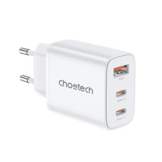 Мережевий зарядний пристрій Choetech PD3046 PD30W GAN USB-A+2xUSB-C White Мережевий зарядний пристрій Choetech PD3046 PD30W GAN USB-A+2xUSB-C White