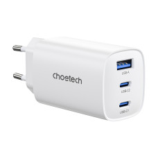 Мережевий зарядний пристрій Choetech PD9006 PD65W GAN USB-A+2xUSB-C White Мережевий зарядний пристрій Choetech PD9006 PD65W GAN USB-A+2xUSB-C White