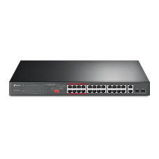 Комутатор TP-LINK TL-SL1226P 24xFE/24xPoE+ 250W 2xGE 2xcomboGE/SFP 19" 1U Комутатор TP-LINK TL-SL1226P 24xFE/24xPoE+ 250W 2xGE 2xcomboGE/SFP 19" 1U