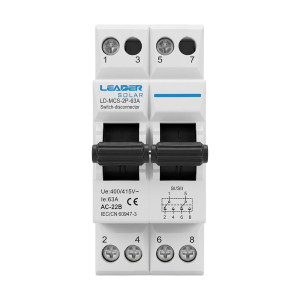 Переключатель ввода резерва Leader LD-MCS-2P 63A I-0-II ручной трехпозиционный 2 полюса под DIN-рейку