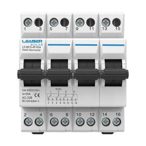 Переключатель ввода резерва Leader LD-MCS-4P 63A I-0-II ручной трехпозиционный 4 полюса под DIN-рейку