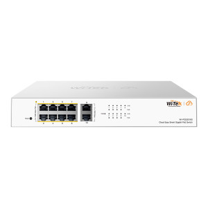PoE-коммутатор Wi-Tek WI-PCES310G 10-портовый управляемый, гигабитный 8x1000Mbps PoE+, 2x1000Mbps Uplink, 110W, Cloud, ONVIF