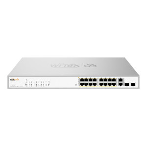 PoE-коммутатор Wi-Tek WI-PCES320GFH 20-портовый управляемый, гигабитный 16x1000Mbps PoE+, 2x1000Mbps Uplink, 2xSFP