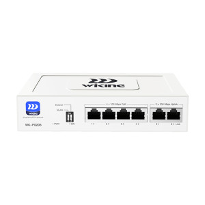 PoE-коммутатор Wiking WK-PS206 V2 6-портовый, неуправляемый, 4x100Mbps PoE, 2x100Mbps Uplink, 45W