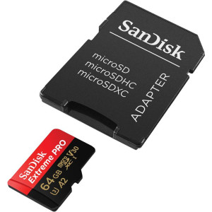 Карта памяти SanDisk Extreme Pro MicroSDXC 64GB UHS-I U3 R200/W90MB/s V30 + SD-адаптер (SDSQXCU-064G-GN6MA)