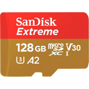 Карта пам'яті SanDisk Extreme MicroSDXC 128GB UHS-I U3 R190/W90MB/s V30 + SD-адаптер (SDSQXAA-128G-GN6AA)