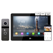Комплект Neolight MEZZO Hybrid Black + SOLO IPW Graphite: гібридний відеодомофон 10.1" з Wi-Fi та 2 Мп IP відеопанель з кутком і PoE адаптером Комплект Neolight MEZZO Hybrid Black + SOLO IPW Graphite: гібридний відеодомофон 10.1" з Wi-Fi та 2 Мп IP відеопанель з кутком і PoE адаптером