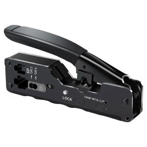 Інструмент для обтискання прохідних конекторів LW LW-HT-002TB RJ45 / RJ12 / RJ11 з кільцевим затискачем Інструмент для обтискання прохідних конекторів LW LW-HT-002TB RJ45 / RJ12 / RJ11 з кільцевим затискачем