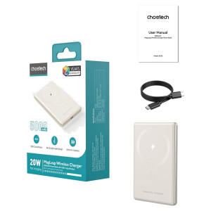 Повербанк Choetech B738 5000mAh 20W бездротова зарядка White Повербанк Choetech B738 5000mAh 20W бездротова зарядка White