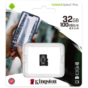 Карта памяти Kingston microSDHC 32GB Canvas Select Plus Class 10 UHS-I U1 V10 A1 (SDCS2/32GBSP)