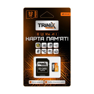 Карта памяти Trinix 32GB miсroSDHC с SD-адаптером U3 V30 A1