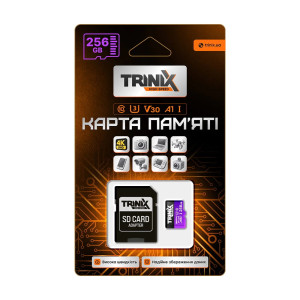 Карта памяти Trinix 256GB miсroSDXC с SD-адаптером U3 V30 A1