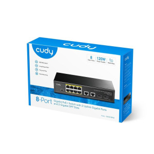 PoE-коммутатор 12-портовый неуправляемый Cudy GS1010PS2 гигабитный с 8 портами PoE+, 120W