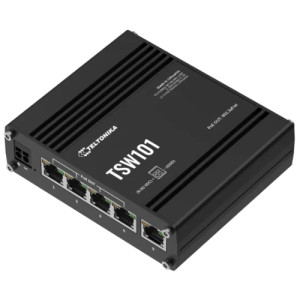 Коммутатор Teltonika TSW101 POE+ для использования в транспорте 5 портов неуправляемый