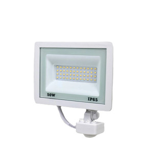 Комплект 5+5 светодиодных прожекторов Lightwell 50W с датчиком движения: 5 x LW-FL-W-50-S и 5 x LW-FL-B-50-S