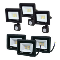 Комплект 3+3 світлодіодних прожектори Lightwell 30W: 3 x LW-FL-B-30 и 3 x LW-FL-B-30-S з датчиком руху Комплект 3+3 світлодіодних прожектори Lightwell 30W: 3 x LW-FL-B-30 и 3 x LW-FL-B-30-S з датчиком руху