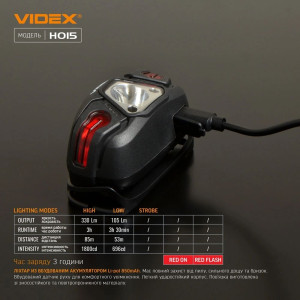 Налобний світлодіодний ліхтарик VIDEX VLF-H015 330Lm 5000K