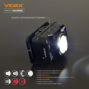 Налобний світлодіодний ліхтарик VIDEX VLF-H035C 410Lm 5000K
