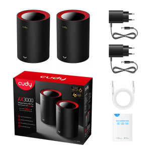 Маршрутизатор WiFi Mesh-система WiFi 6 2.5G Cudy M3000 Black (2-Pack) 2 штуки двухдиапазонные AX3000