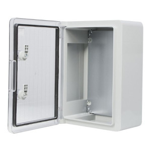 Корпус з АБС-пластику АСКО-УКРЕМ 25*35*15, IP65 серії UBox ударостійкий, прозорі дверцята