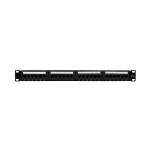 Патч-панель 24 порта NVC-PN-01/24 CAT5/CAT6 19" 1U неэкранированная, с задним организатором кабеля