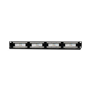 Патч-панель 24 порта NVC-PN-01/24 CAT5/CAT6 19" 1U неэкранированная, с задним организатором кабеля