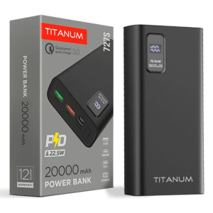 Повербанк TITANUM 727S 20000mAh 22.5W Black
