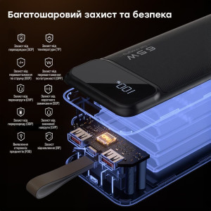Повербанк 50000 mAh Choetech B733 Black 65W QC3.0 PD3.0