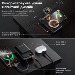 Повербанк 20000mAh Choetech B696 Black QC3.0 PD3.0 беспроводная зарядка