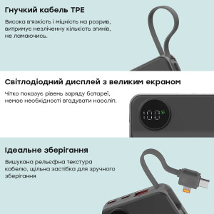Повербанк Choetech B695 10000mAh QC3.0 PD3.0 беспроводная зарядка Black