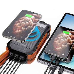 Повербанк с солнечной панелью 20000mAh Choetech B657 Black PD20W+QC QC3.0 PD3.0 беспроводная зарядка
