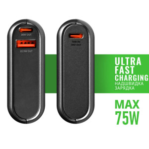 Повербанк VIDEX VPB-202C 75W 20000mAh Black
