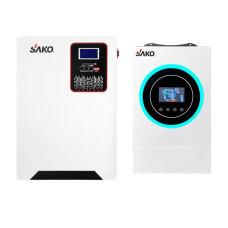 Комплект резервного живлення Sako: гібридний інвертор 6.5kVA/6.2kW SUNON V 48V+120A MPPT й акумуляторна батарея 51.2В 6144Втг Комплект резервного живлення Sako: гібридний інвертор 6.5kVA/6.2kW SUNON V 48V+120A MPPT й акумуляторна батарея 51.2В 6144Втг